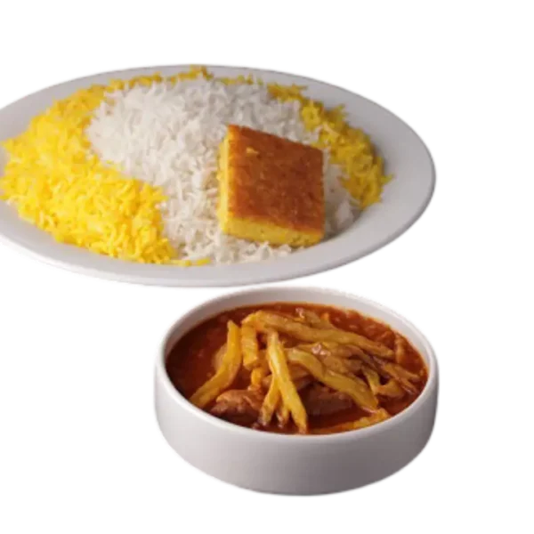 چلو خورشت قیمه سیب زمینی